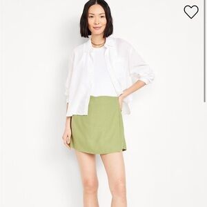 Old Navy Green Asymmetrical Skater Mini Skirt